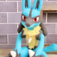 Pictured is a felt Lucario.